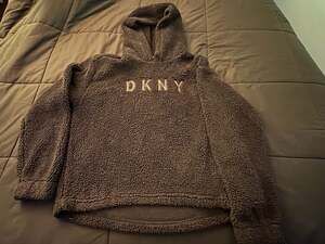 DKNY Sport Black Sherpa Fleece Pullover Hoodie